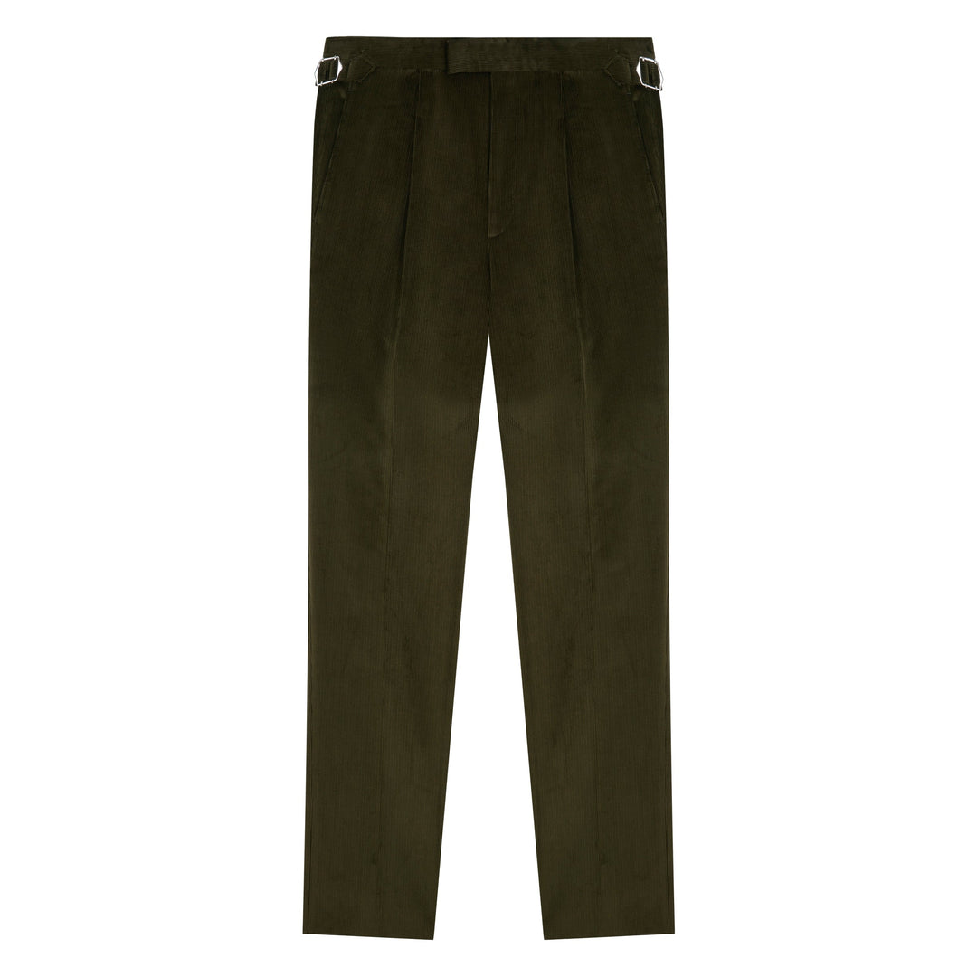 Duke Dark Olive Cotton Corduroy Trousers