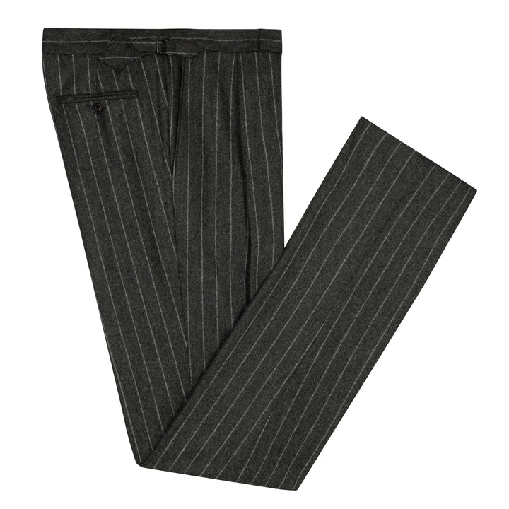 Duke Green Chalkstripe Wool Flannel Trousers