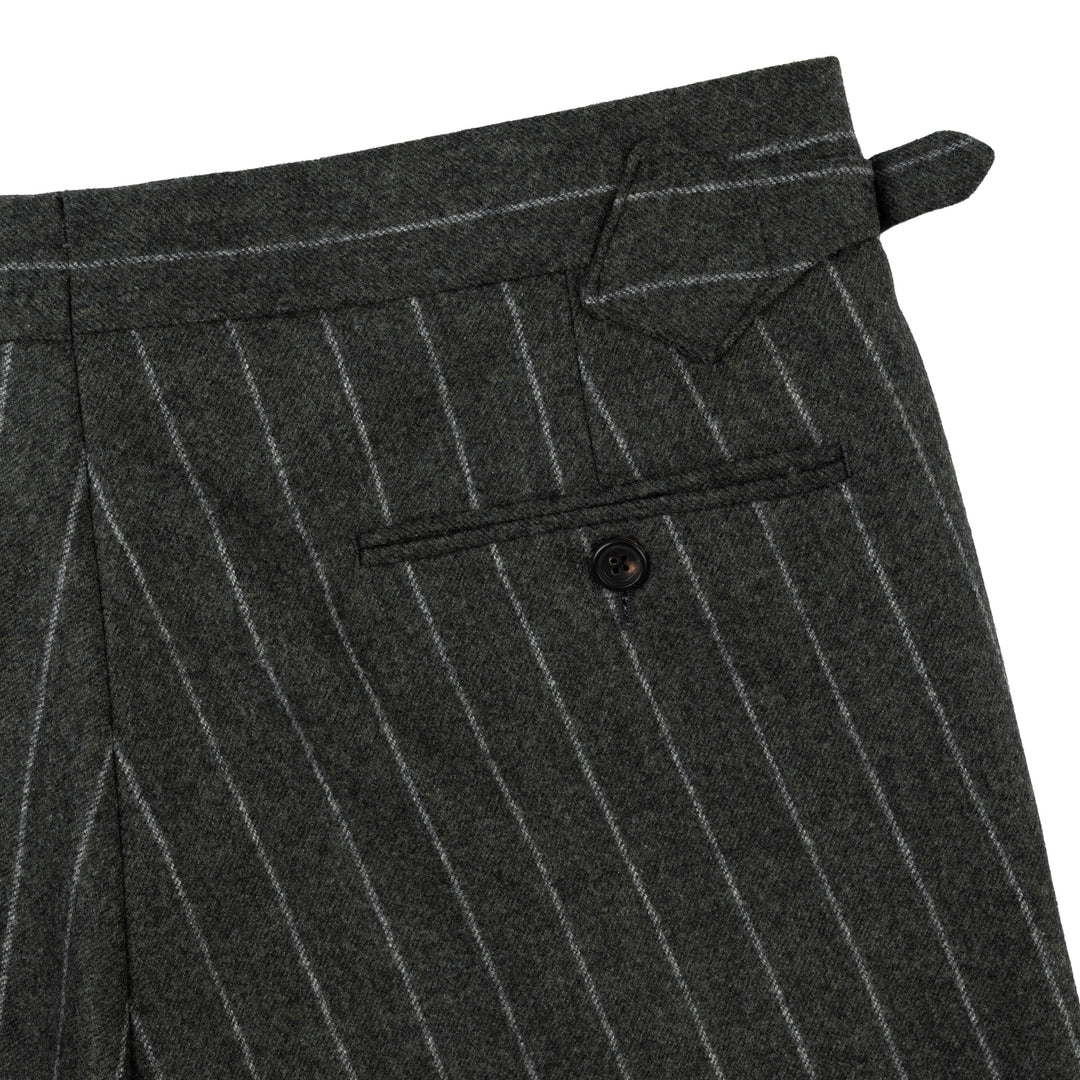Duke Green Chalkstripe Wool Flannel Trousers