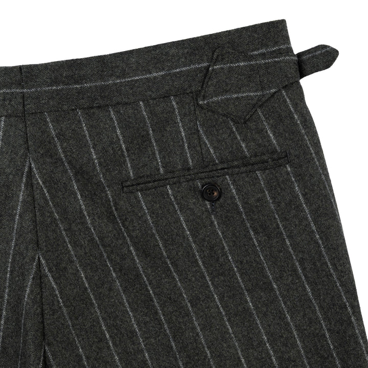 Duke Green Chalkstripe Wool Flannel Trousers