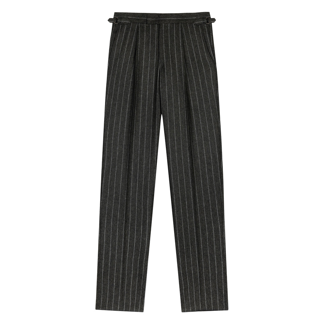 Duke Green Chalkstripe Wool Flannel Trousers