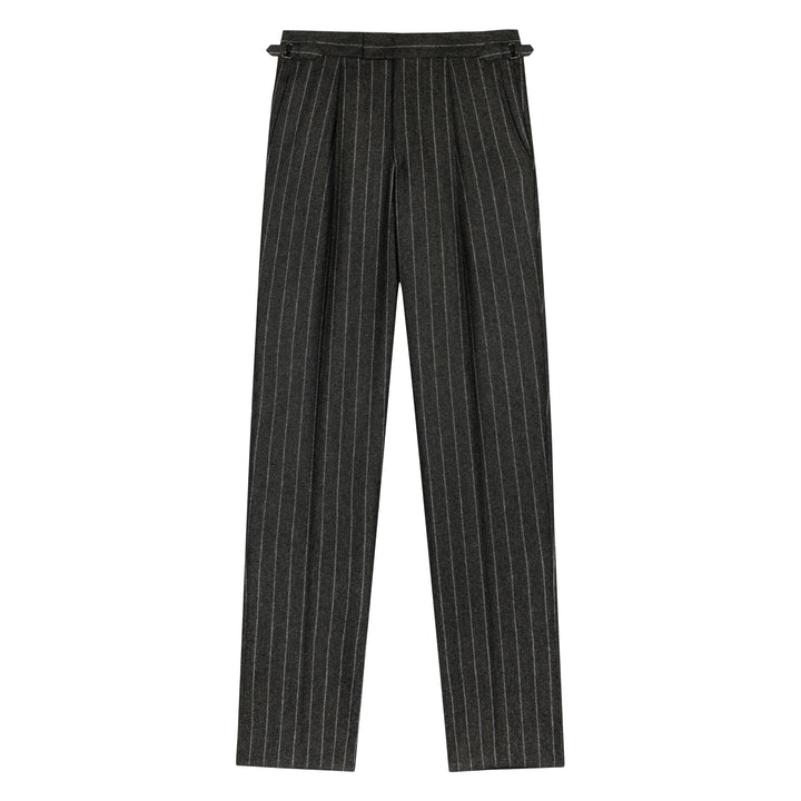 Duke Green Chalkstripe Wool Flannel Trousers