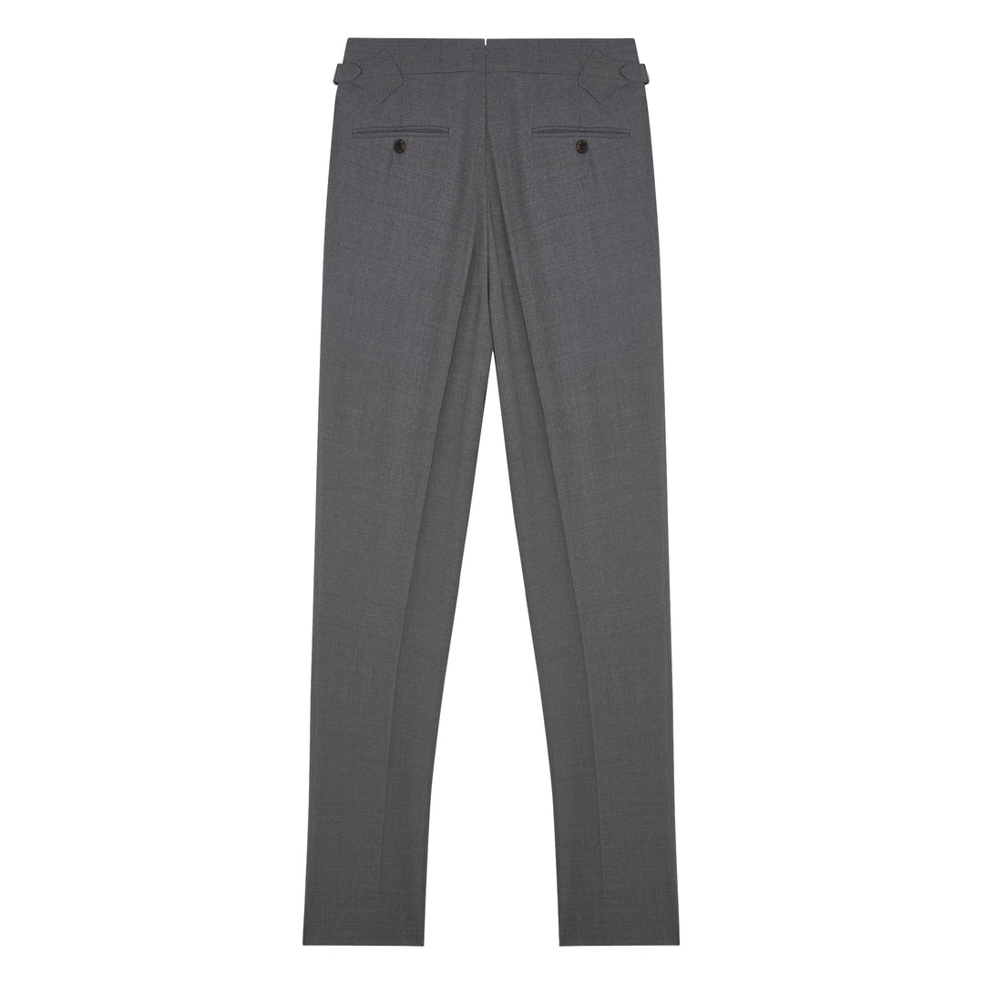 Duke Light Grey High-Twist Tropical Wool Trousers-Kit Blake-savilerowtrousers