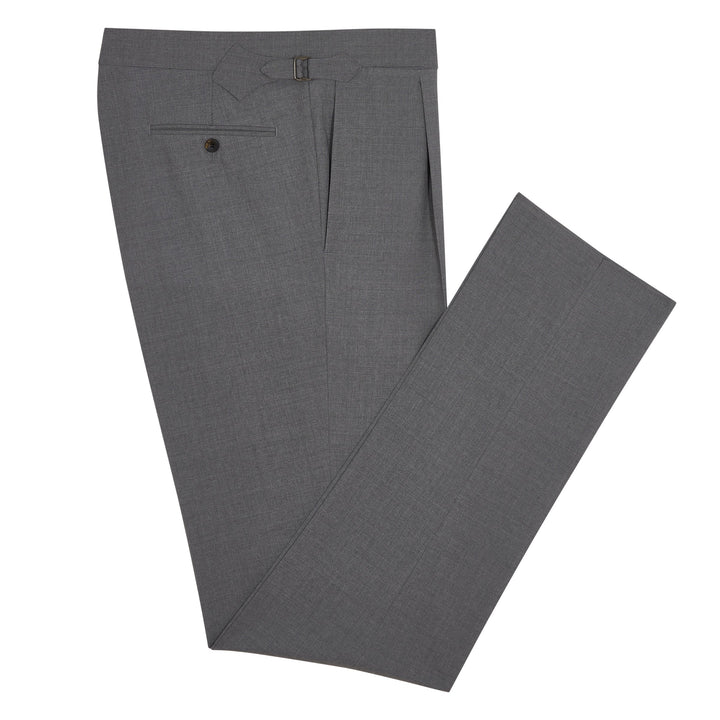 Duke Light Grey High-Twist Tropical Wool Trousers-Kit Blake-savilerowtrousers