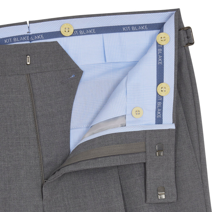 Duke Light Grey High-Twist Tropical Wool Trousers-Kit Blake-savilerowtrousers