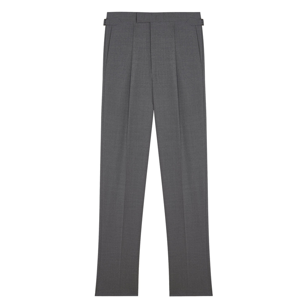 Duke Light Grey High-Twist Tropical Wool Trousers-Kit Blake-savilerowtrousers