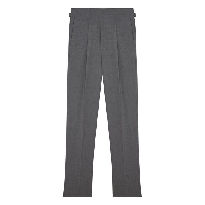 Duke Light Grey High-Twist Tropical Wool Trousers-Kit Blake-savilerowtrousers