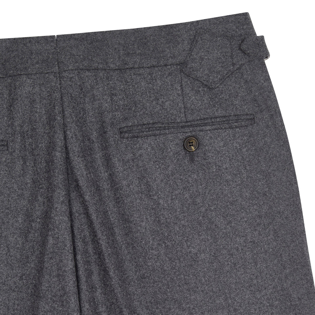 Duke Mid Grey Flannel trousers-Kit Blake-savilerowtrousers