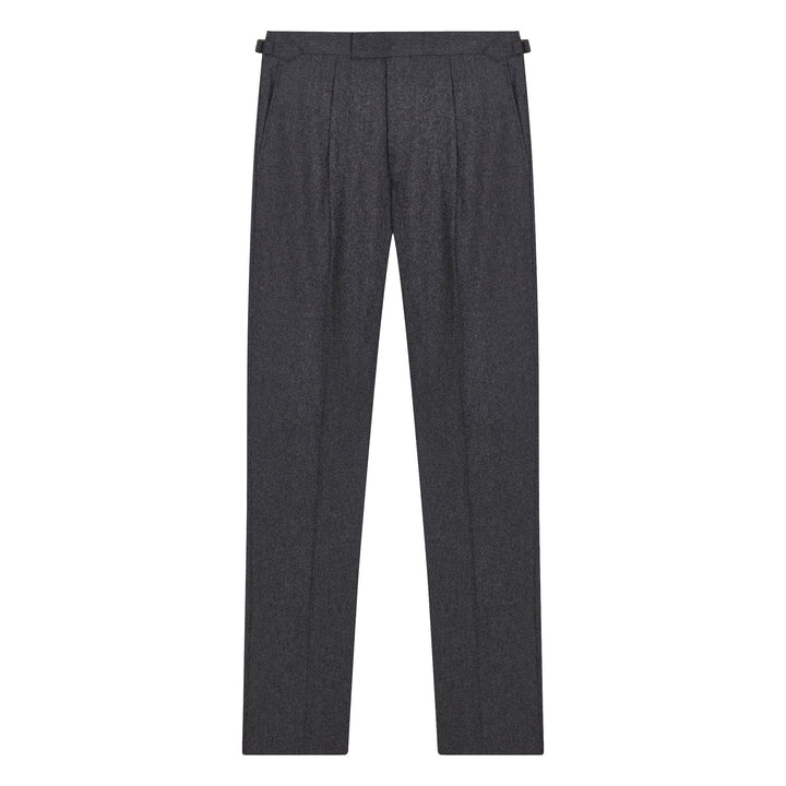 Duke Mid Grey Flannel trousers-Kit Blake-savilerowtrousers