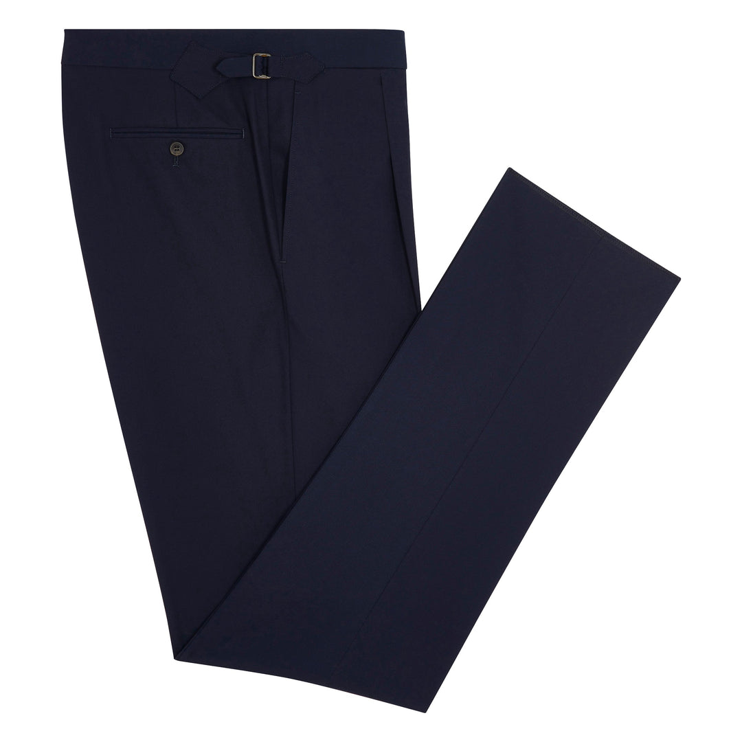 Duke Navy Heavy Cotton Twill trousers-Kit Blake-savilerowtrousers