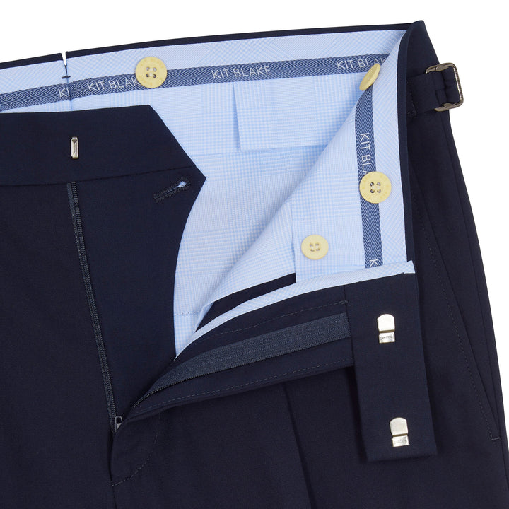 Duke Navy Heavy Cotton Twill trousers-Kit Blake-savilerowtrousers