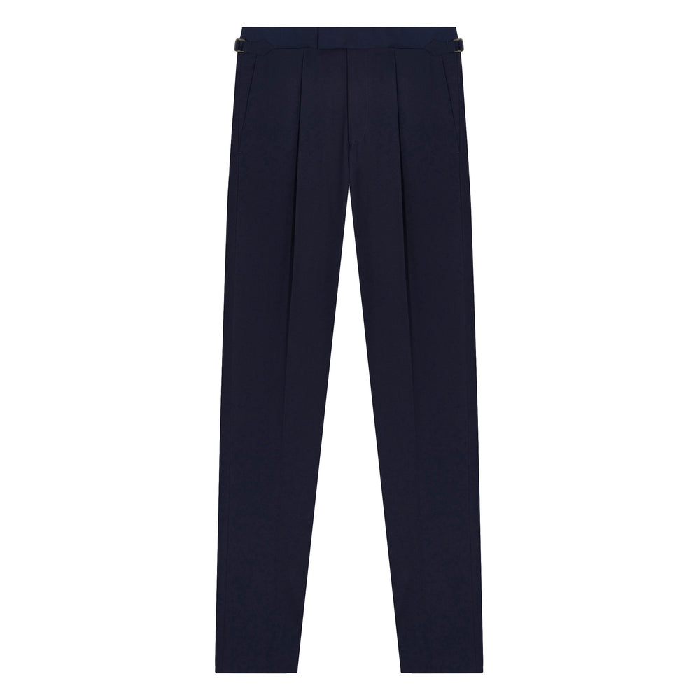 Duke Navy Heavy Cotton Twill trousers-Kit Blake-savilerowtrousers