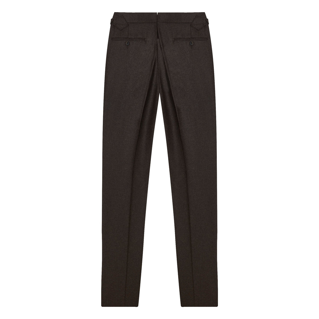 Grant Brown Flannel Wool Flannel trousers-Kit Blake-savilerowtrousers