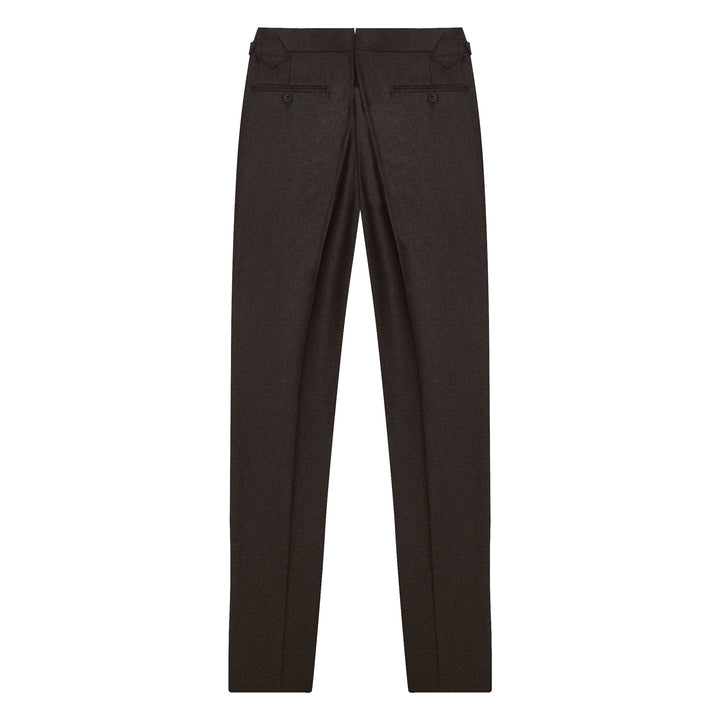 Grant Brown Flannel Wool Flannel trousers-Kit Blake-savilerowtrousers