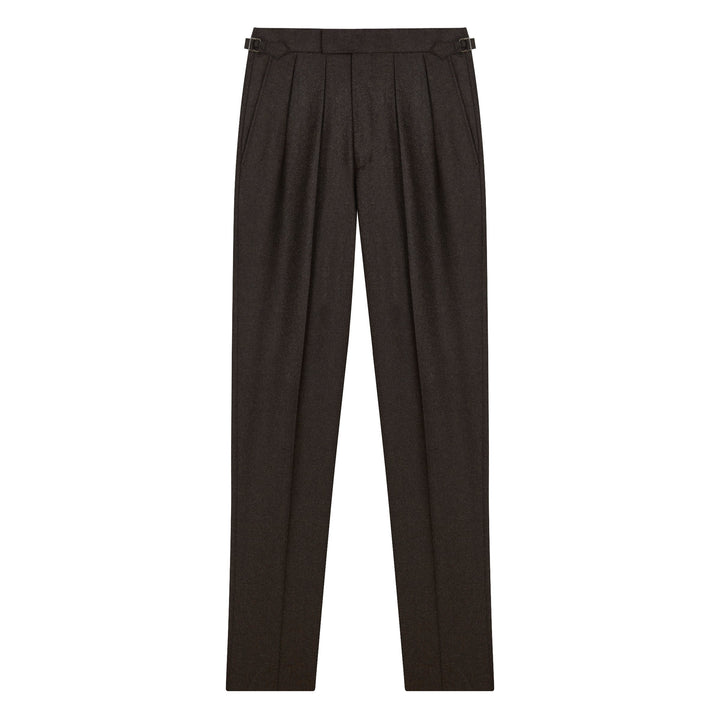 Grant Brown Flannel Wool Flannel trousers-Kit Blake-savilerowtrousers