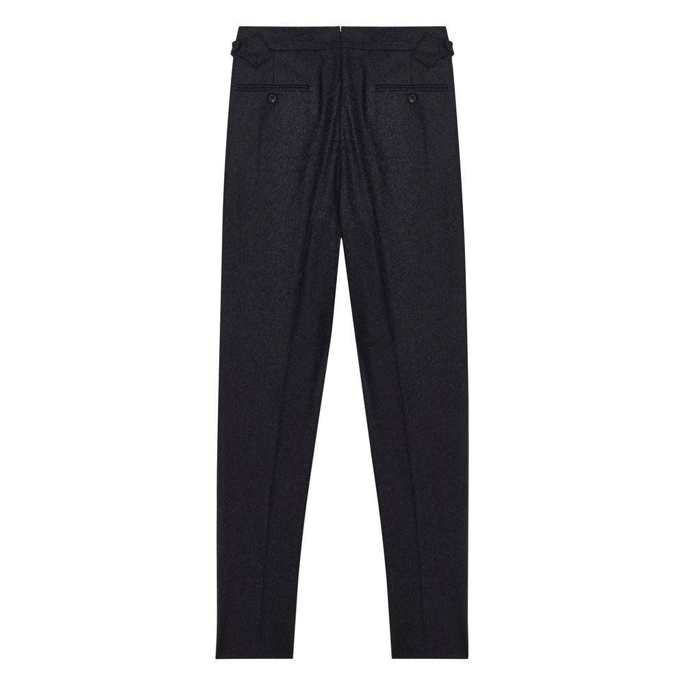 Grant Charcoal Wool Flannel trousers-Kit Blake-savilerowtrousers