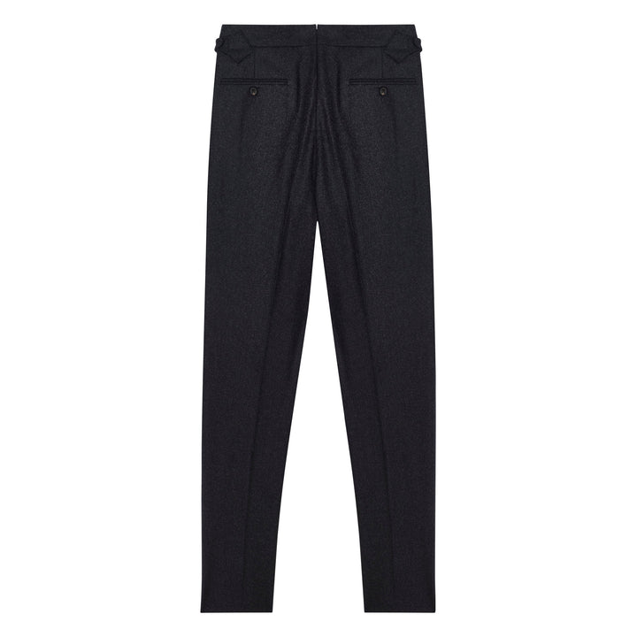 Grant Charcoal Wool Flannel trousers-Kit Blake-savilerowtrousers