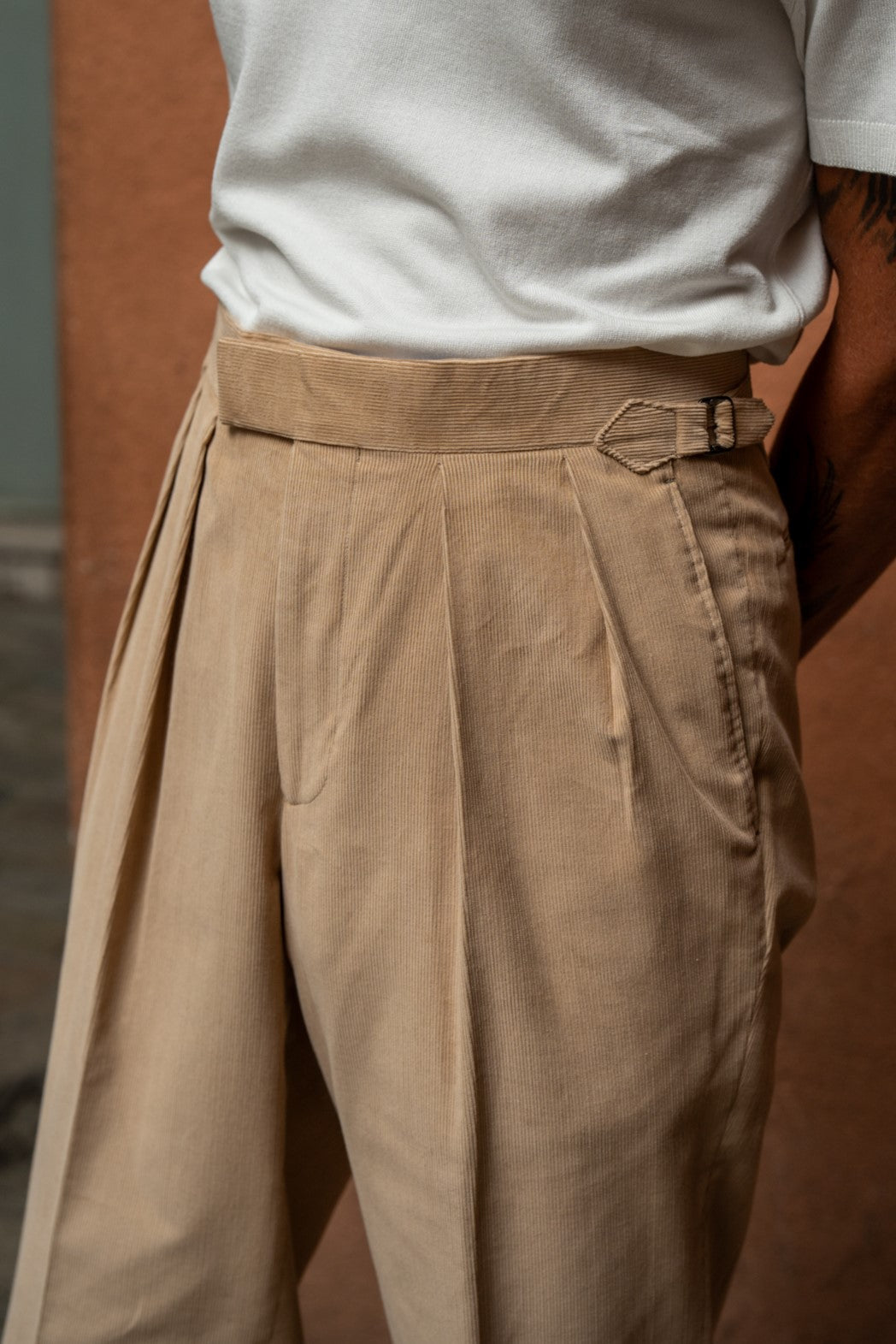 Grant Cream Cotton Corduroy Trousers-Kit Blake-savilerowtrousers