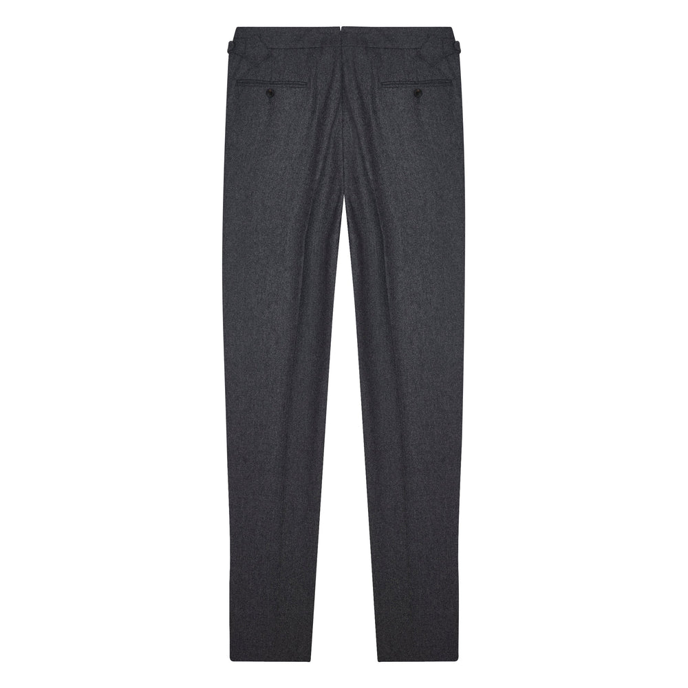 Grant Dark Grey Wool Flannel trousers-Kit Blake-savilerowtrousers