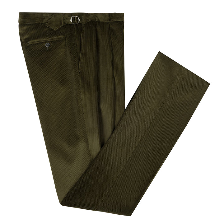 Grant Dark Olive Cotton Corduroy Trousers