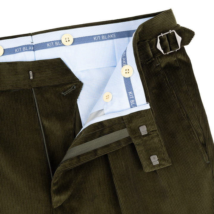 Grant Dark Olive Cotton Corduroy Trousers