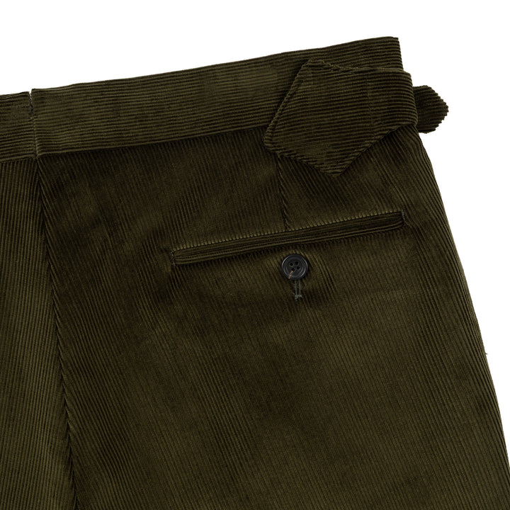 Grant Dark Olive Cotton Corduroy Trousers