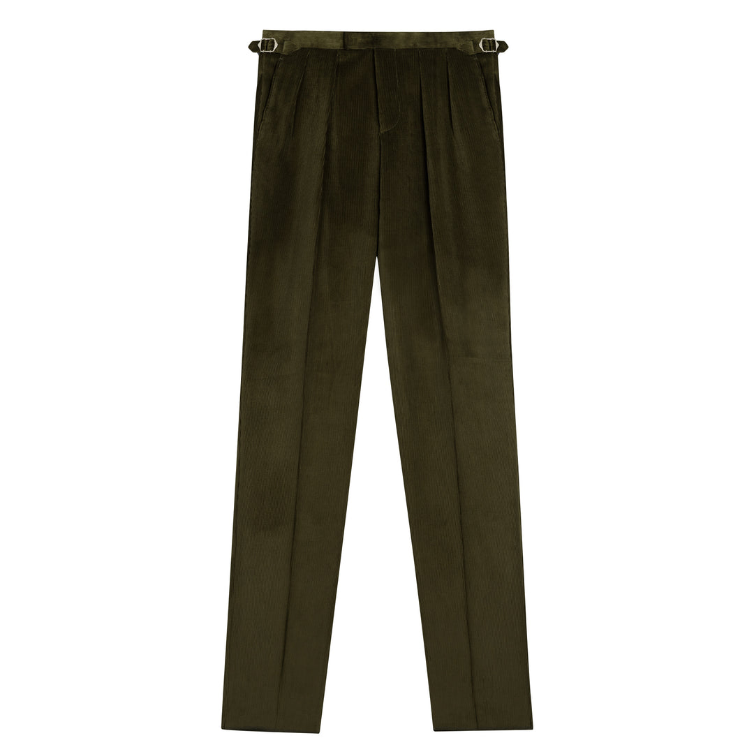Grant Dark Olive Cotton Corduroy Trousers