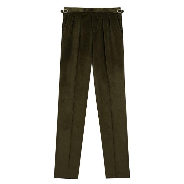 Grant Dark Olive Cotton Corduroy Trousers