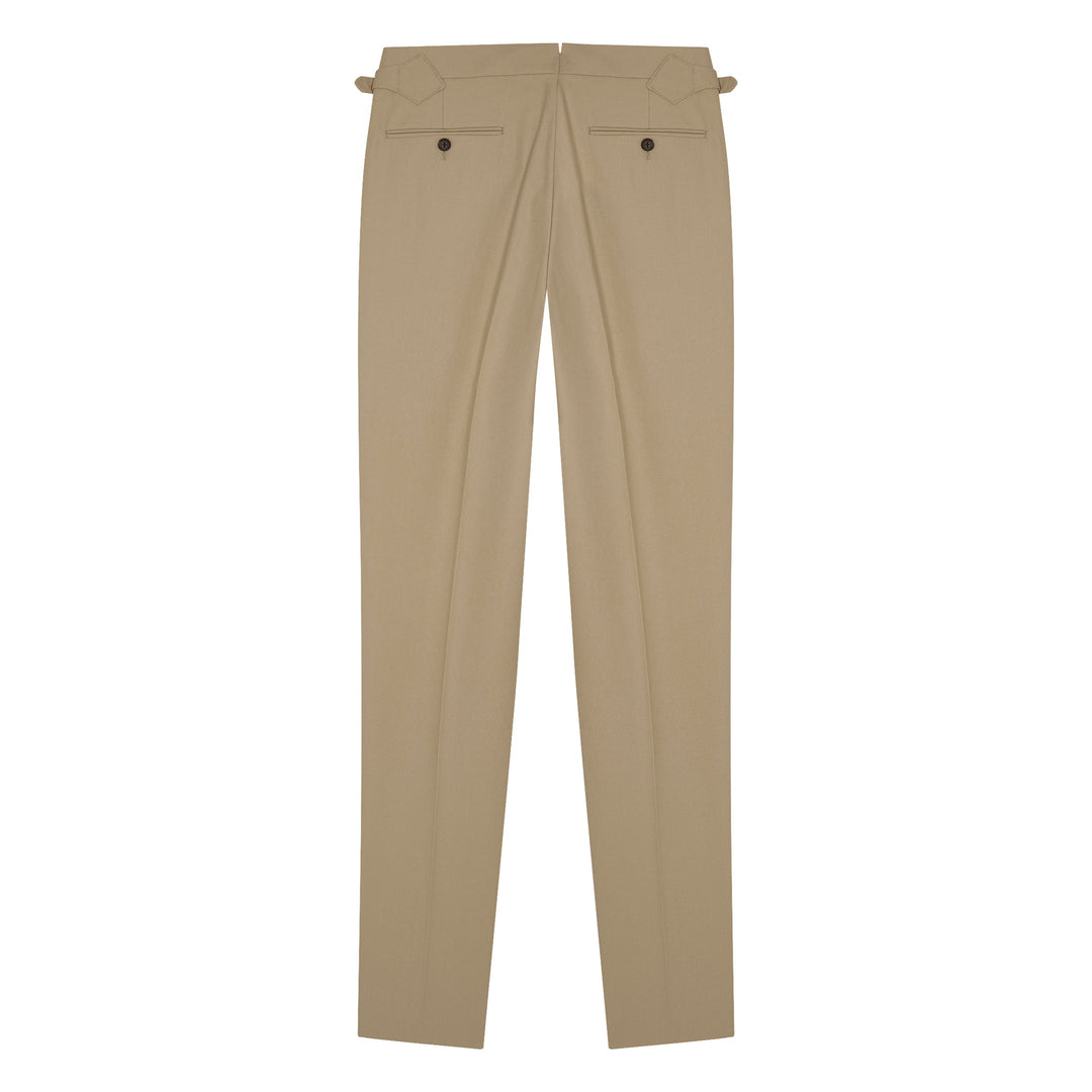 Grant Light Beige Cotton Twill Trousers-Kit Blake-savilerowtrousers