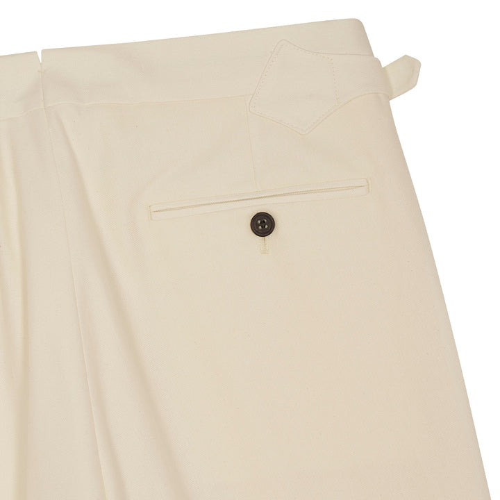 Aleks Off-White Cotton Twill Trousers-Kit Blake-savilerowtrousers