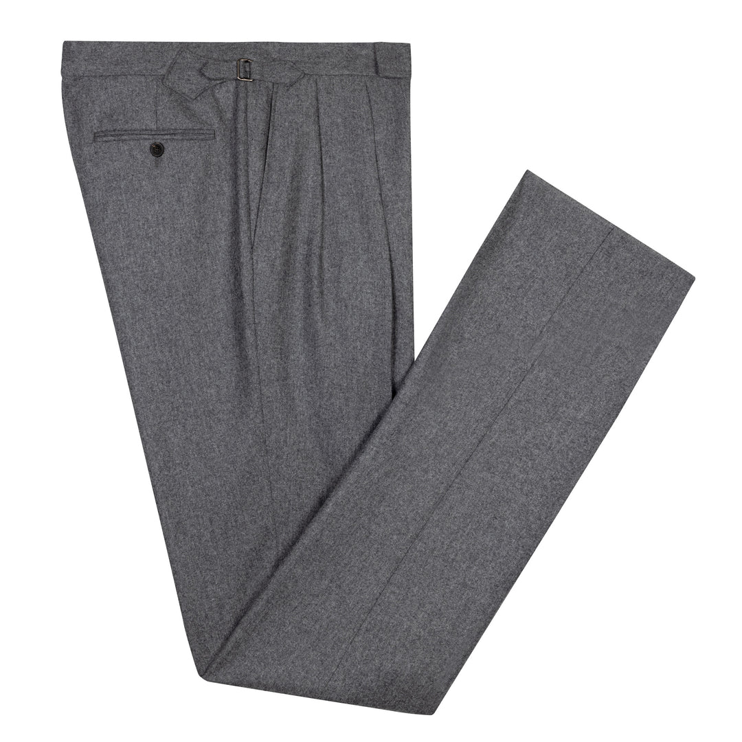 Grant Mid Grey Wool Flannel Trousers