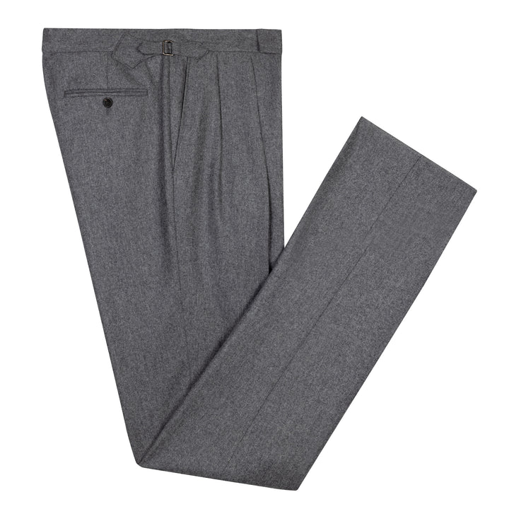 Grant Mid Grey Wool Flannel Trousers
