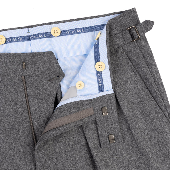 Grant Mid Grey Wool Flannel Trousers