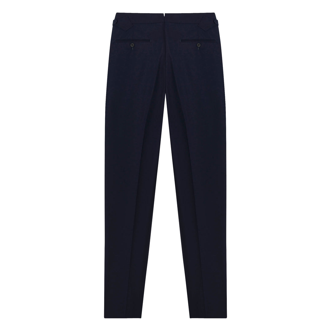 Grant Navy Heavy Cotton Twill trousers-Kit Blake-savilerowtrousers