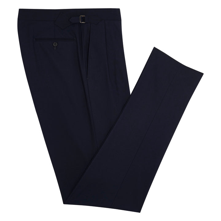 Grant Navy Heavy Cotton Twill trousers-Kit Blake-savilerowtrousers