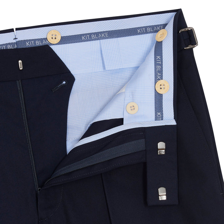 Grant Navy Heavy Cotton Twill trousers-Kit Blake-savilerowtrousers