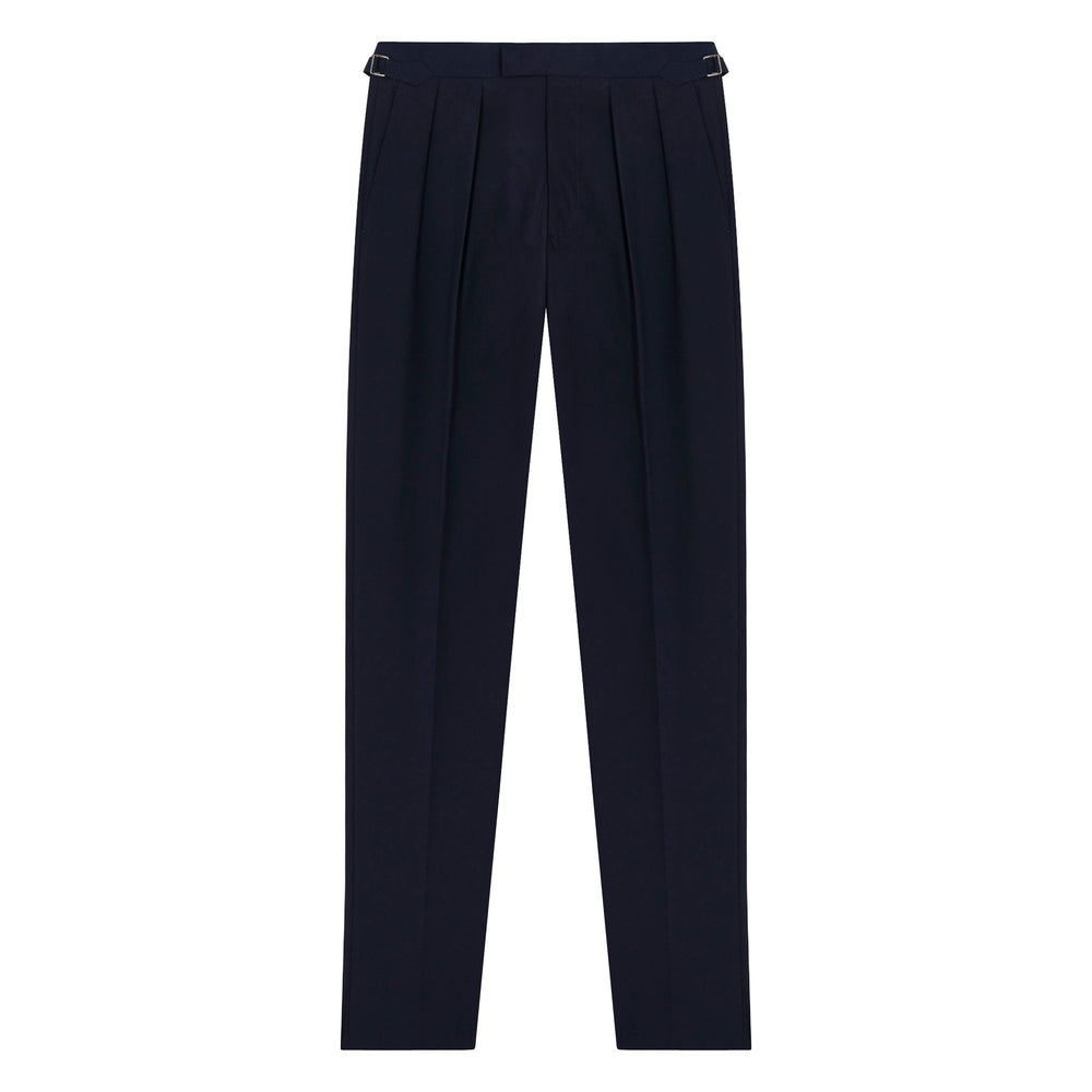 Grant Navy Heavy Cotton Twill trousers-Kit Blake-savilerowtrousers