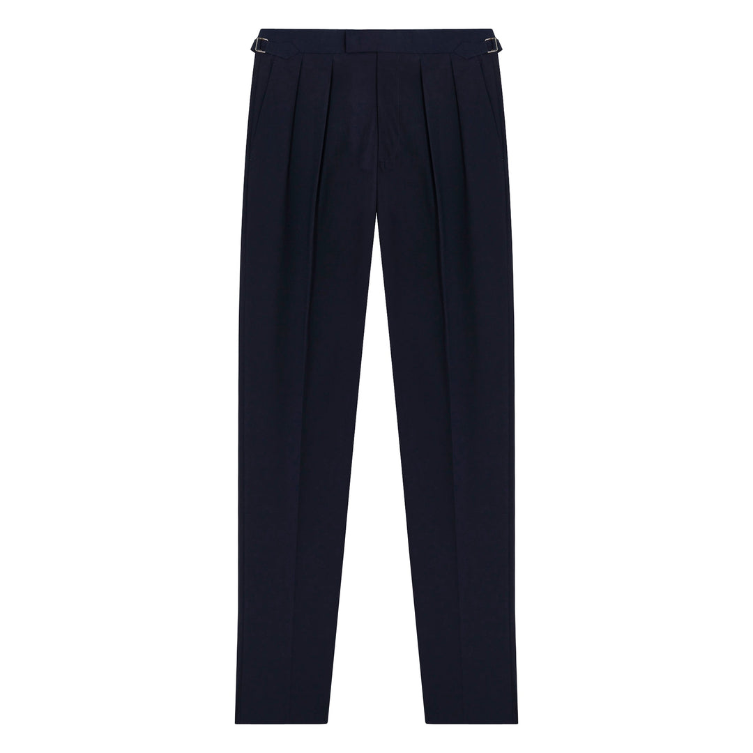 Grant Navy Heavy Cotton Twill trousers-Kit Blake-savilerowtrousers