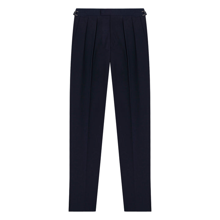 Grant Navy Heavy Cotton Twill trousers-Kit Blake-savilerowtrousers