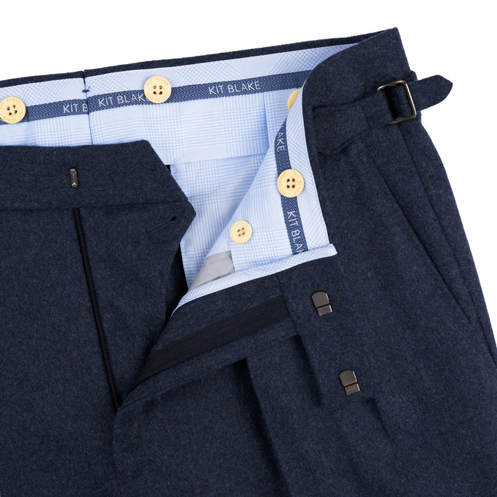 Grant Navy Wool Flannel Trousers