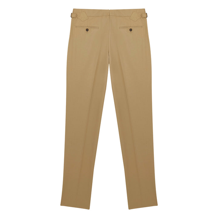 New Caine Beige Cotton Twill Trousers-Kit Blake-savilerowtrousers