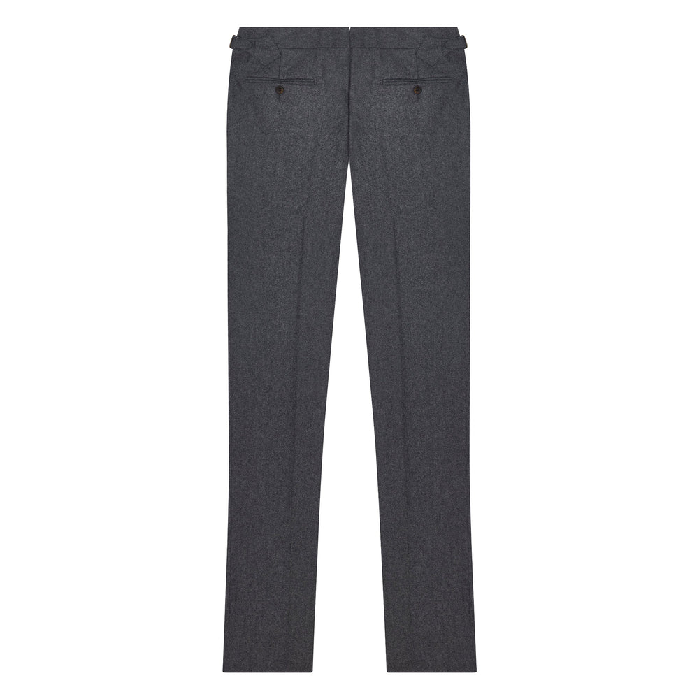 New Caine Dark Grey Flannel trousers-Kit Blake-savilerowtrousers