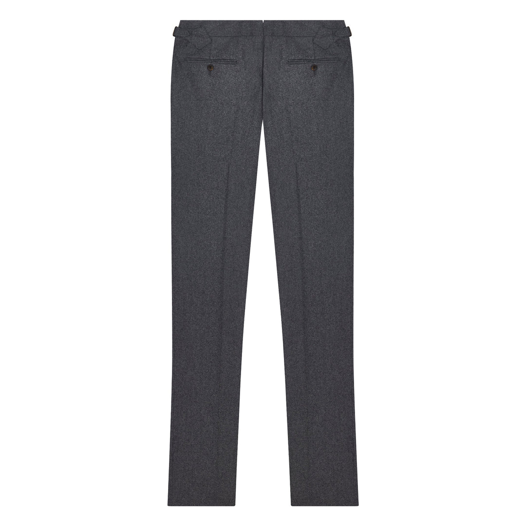 New Caine Dark Grey Flannel trousers-Kit Blake-savilerowtrousers