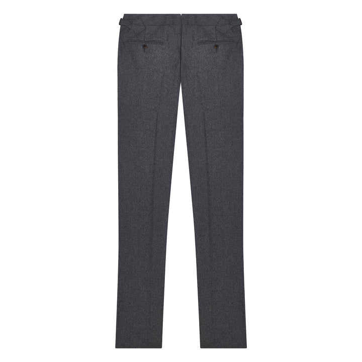 New Caine Dark Grey Flannel trousers-Kit Blake-savilerowtrousers