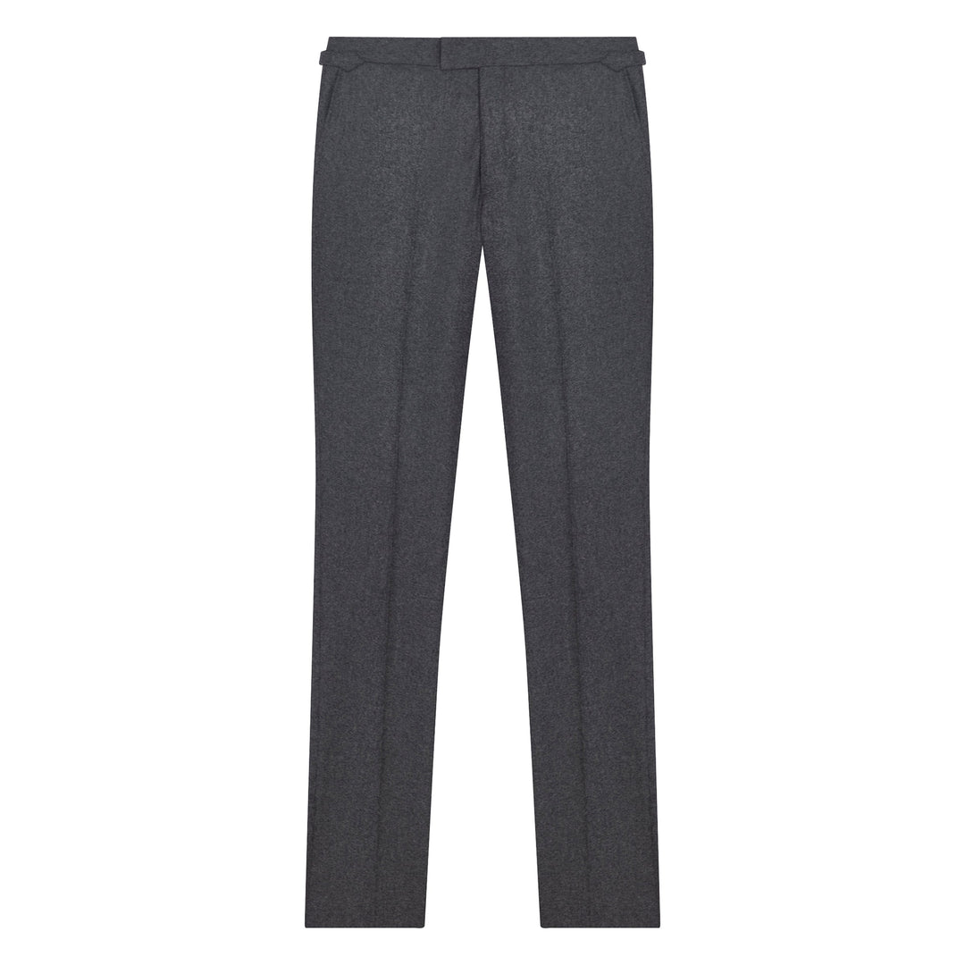 New Caine Dark Grey Flannel trousers-Kit Blake-savilerowtrousers