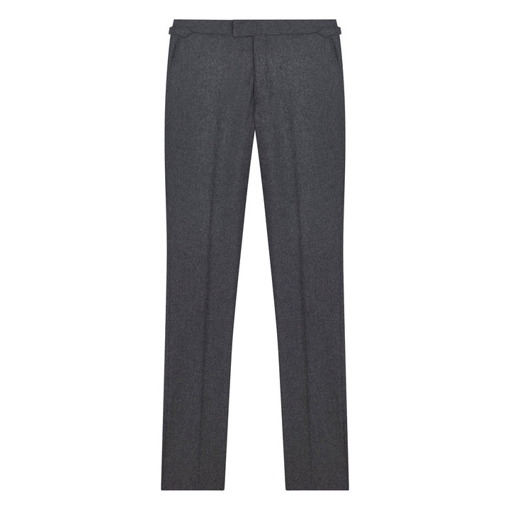 New Caine Dark Grey Flannel trousers-Kit Blake-savilerowtrousers