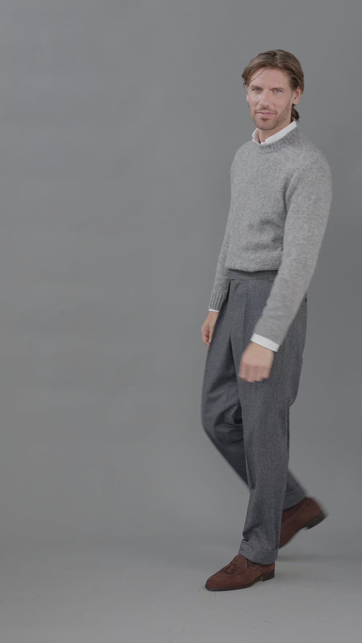 Grant Dark Grey Wool Flannel Trousers