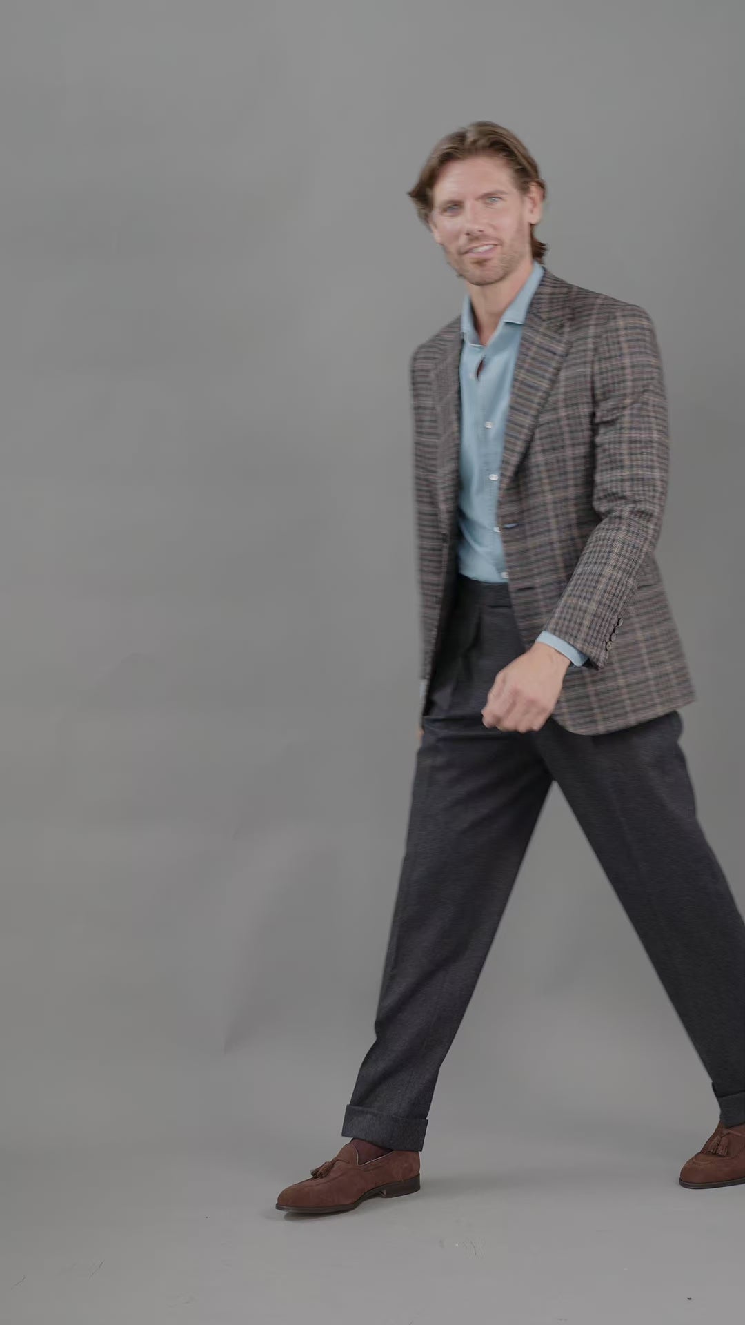 Grant Charcoal Wool Flannel Trousers