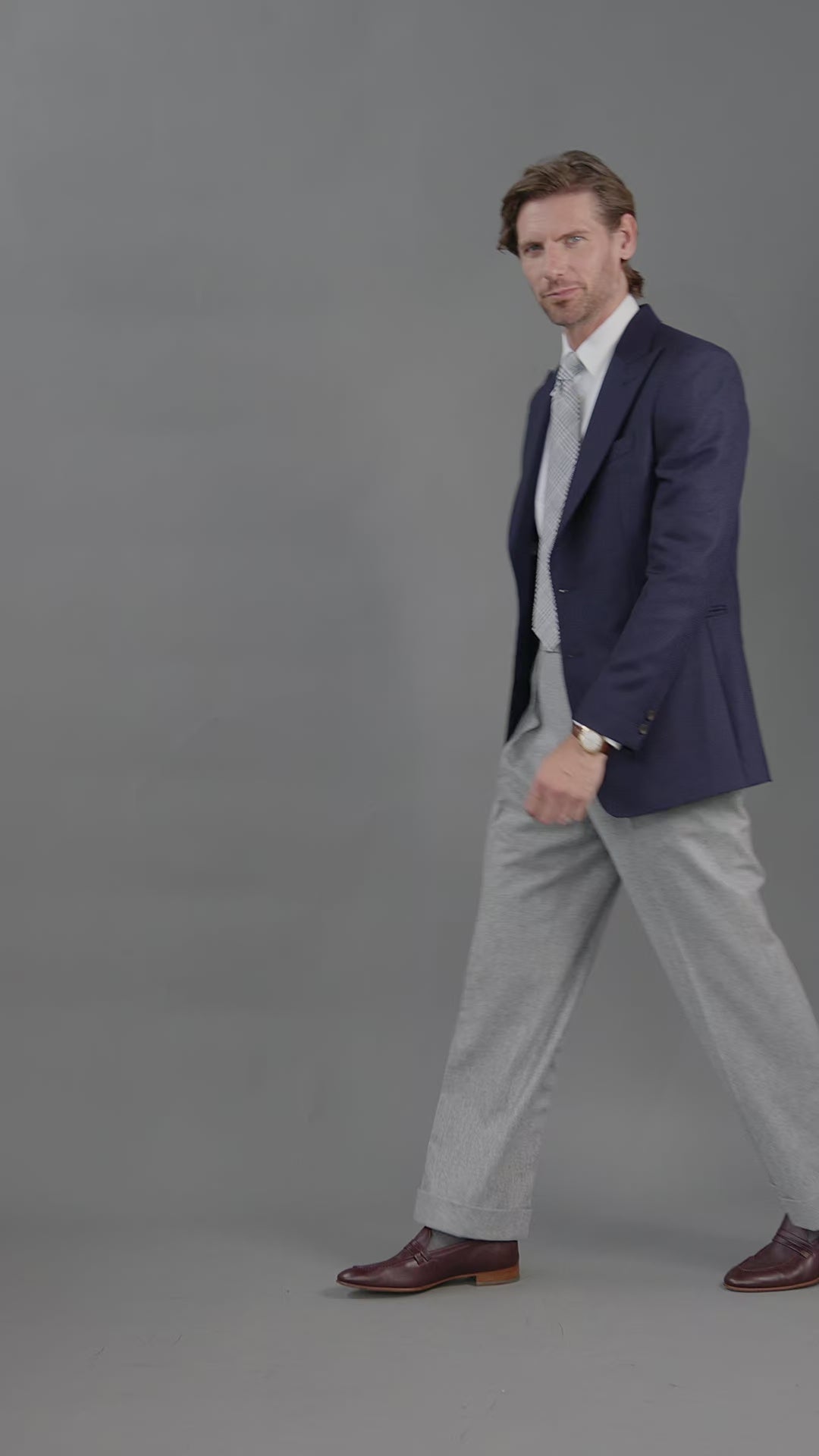 Aleks Light Grey Wool Flannel Trousers