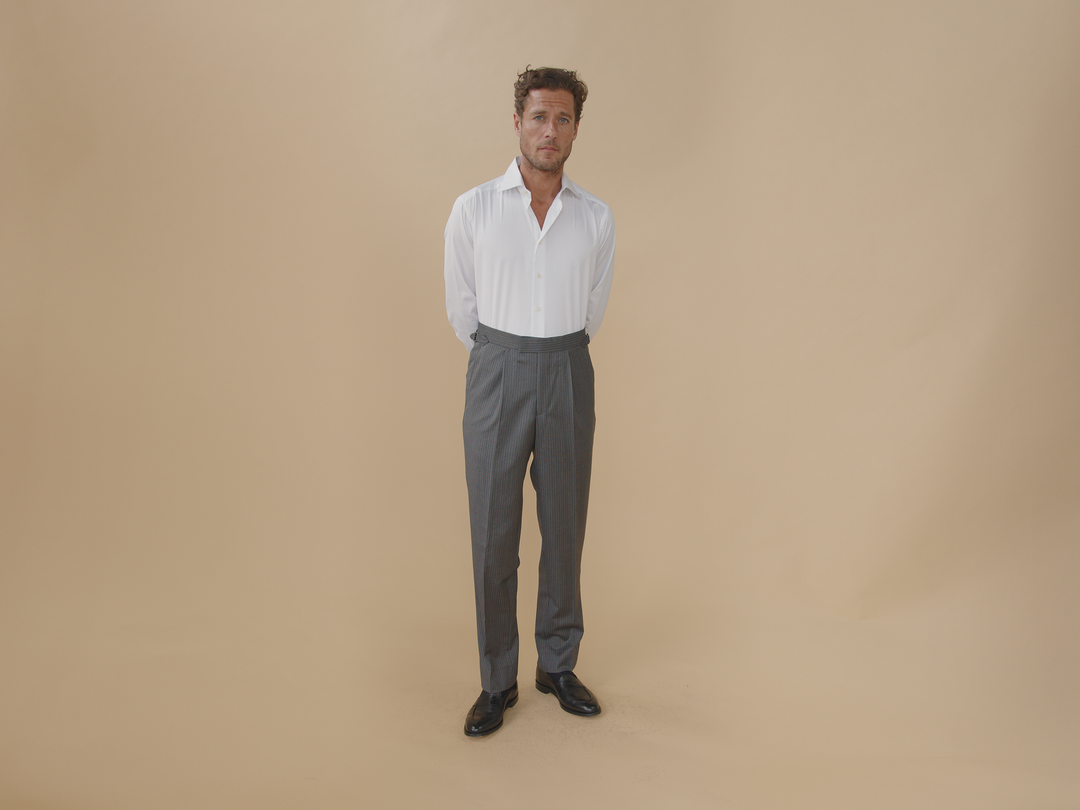 Duke Mid Grey Wool Flannel Trousers